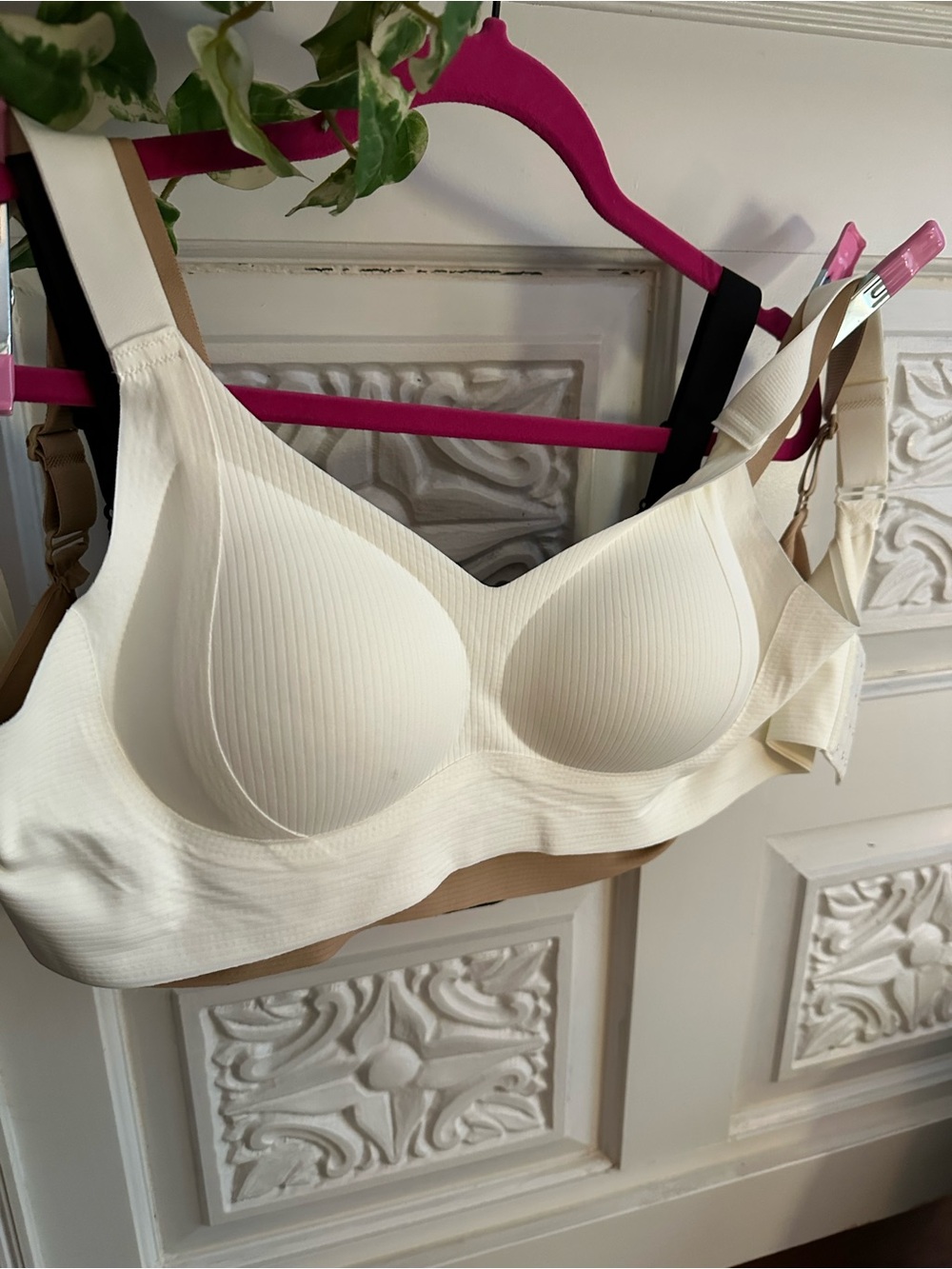 NEW 3- PACK Seamless Contour Wireless Bra - Cream/white /black